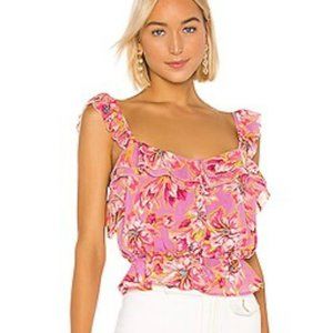 ASTR the Label Cropped Pink & Purple Floral Sherri‎ Top, Size L